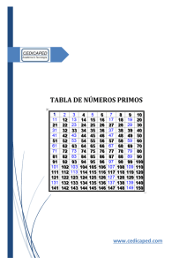 TABLA DE NÚMEROS PRIMOS