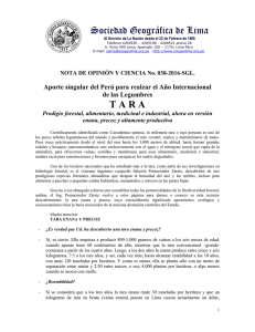 Nota de Opini+&brvbar;n y Ciencia No. 038-2016-SGL