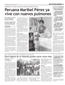Peruana Maribel Pérez ya vive con nuevos pulmones