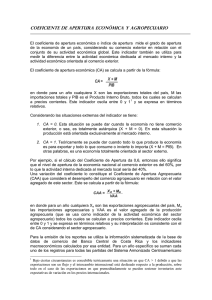 COEFICIENTE DE APERTURA ECONóMICA y AGROPECUARIO