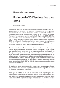 Balance de 2012 y desafíos para 2013