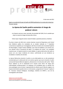 La Apnea de Sue&ntilde;o podr&iacute;a aumentar el riesgo de padecer c&aacute;ncer.