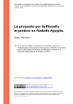 La pregunta por la filosofía argentina en Rodolfo