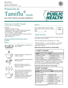 Preparación de Tamiflu® líquido para niños durante una