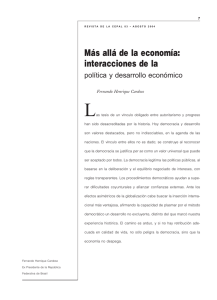 Revista de la CEPAL 83, Más allá de la economía: interacciones de