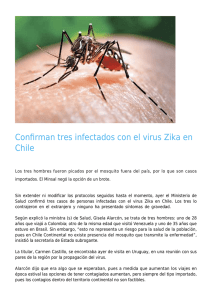 Confirman tres infectados con el virus Zika en Chile