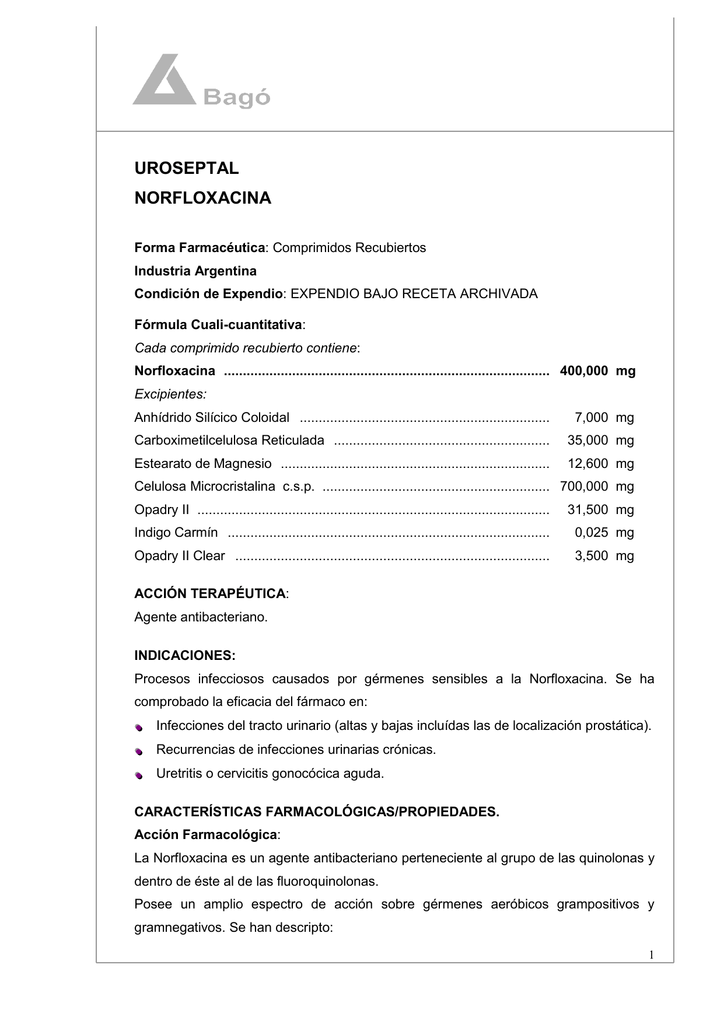 Uroseptal Norfloxacina