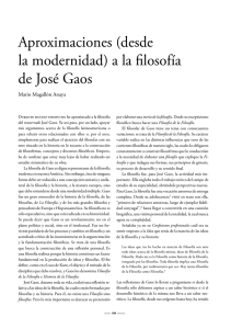 Aproximaciones (desde la modernidad) a la filosofía de José Gaos
