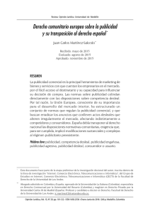 Derecho comunitario europeo sobre la publicidad y su transposición