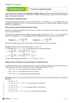 Unidad 7 Ecuaciones Ecuación de segundo grado