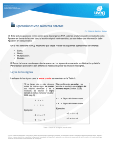 Operaciones con números enteros