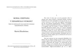 MORAL CRISTIANA Y DESARROLLO HUMANO* Martin Rhonheimer