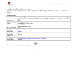 Metadatos de la base de datos del proyecto: Distribución