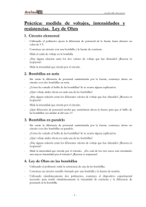 Práctica: medida de voltajes, intensidades y resistencias. Ley de Ohm