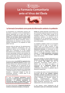La Farmacia Comunitaria ante el Virus del &Eacute;bola