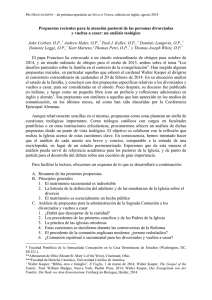 Propuestas recientes para la atención pastoral de