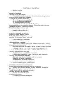 PROGRAMA DE MARKETING I 1. INTRODUCCIÓN. Definición de