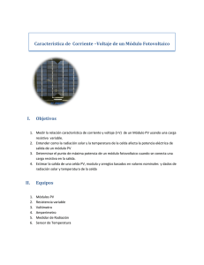 Característica de Corriente –Voltaje de un Módulo Fotovoltaico I