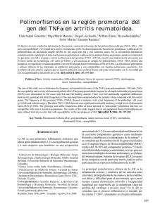 Polimorfismos en la regi&oacute;n promotora del gen del TNF&alpha; en artritis