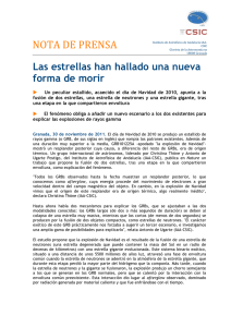 Nota de prensa sobre GRBs - Instituto de Astrofísica de Andalucía