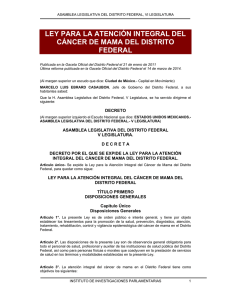 ley para la atención integral del cáncer de mama del distrito