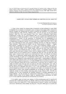 HABER, SER Y ESTAR COMO VERBOS DE EXISTENCIA EN EL