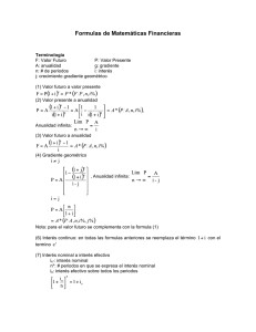 Formulas de Matemáticas Financieras - U