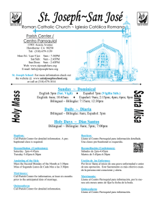 Roman Catholic Church ~ Iglesia Católica Romana Sunday