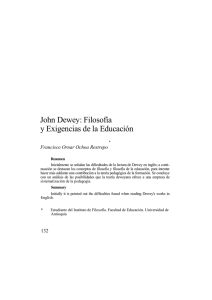 John Dewey: filosofía y Exigencias de la Educación