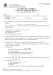 EXAMEN DE ÁLGEBRA - Universidad de Jaén