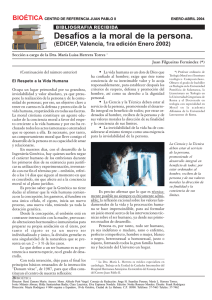 Desafíos a la moral de la persona. - Centro de Bioética "Juan Pablo II".