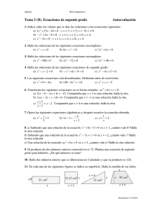 Tema 5 (II). Ecuaciones de segundo grado