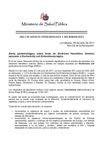 Alerta Epidemiológica sobre brote de Síndrome