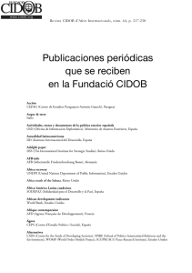 Publicaciones periódicas que se reciben en la Fundació