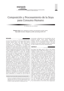 Composición y Procesamiento de la Soya para Consumo Humano