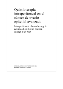 Quimioterapia intraperitoneal en el c&aacute;ncer de ovario