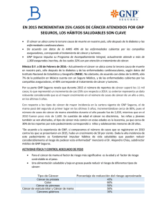 en 2015 incrementan 25% casos de cáncer atendidos por gnp