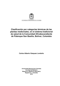 Clasificación por categorías térmicas de las plantas medicinales, en