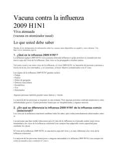 H1N1 Live Attenuated Virus Vaccine Info Sheet