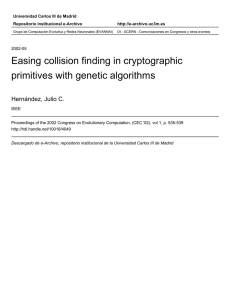 Easing collision finding in cryptographic primitives with genetic