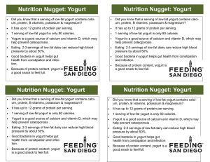 Yogurt Nutrition Nugget: Yogurt Nutrition Nugget: Yogurt