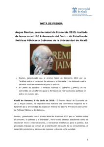 angus deaton, premio nobel de economía 2015, invitado de honor
