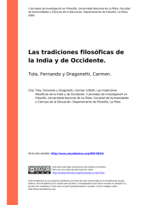 Las tradiciones filosóficas de la India y de Occidente