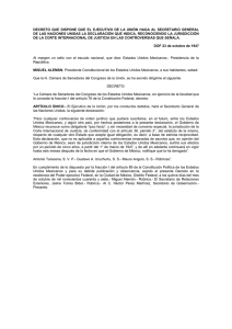 Reconocimiento de competencia contenciosa por M&eacute;xico