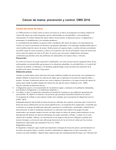 Cáncer de mama: prevención y control. OMS 2016.