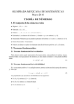 OLIMPIADA MEXICANA DE MATEMÁTICAS Mayo 2016 TEORÍA DE