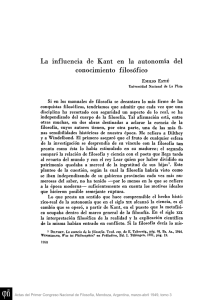 La influencia de Kant en la autonomía del conocimiento filosófico
