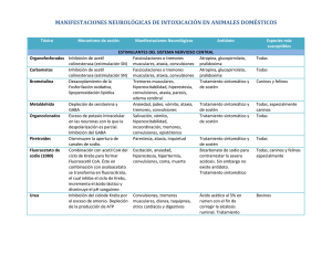 manifestaciones neurológicas de intoxicación en animales domésticos
