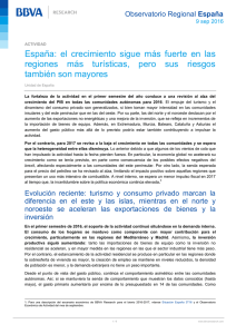 España: el crecimiento sigue más fuerte en las regiones más