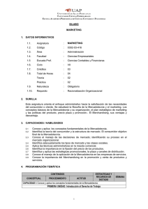 SILABO MARKETING 1. DATOS INFORMATIVOS 1.1. Asignatura